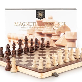 Foto 5 | Foto 5 | Juego De Ajedrez A&a 15, Tablero Magnético Plegable De Madera, 3 Cm, Tamaño King - Venta Internacional.