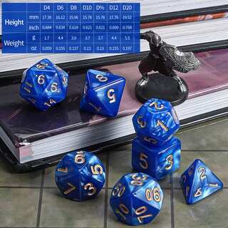Foto 3 | Foto 3 | Juego De Dados Poliédricos Ciaraq Dnd Con Bolsa De Dados Negra (azul Marino) - Venta Internacional.