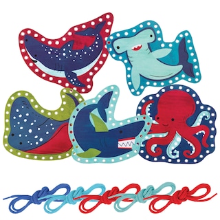 Foto 1 | Foto 1 | Tarjetas Con Cordones Stephen Joseph Shark Con 5 Tarjetas Y Bolsa Con Cierre - Venta Internacional.
