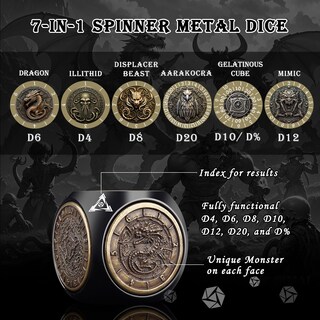 Foto 2 | Foto 2 | Juego De Dados Haxtec Spinner Dice 7 En 1 Metal Dnd Dungeons Dragons - Venta Internacional.