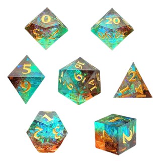 Foto 2 | Foto 2 | Juego De Dados De Resina Con Bordes Afilados Para D&d Con Caja Y Bolsa De Metal, Color Verde Y Marrón - Venta Internacional.