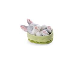 Peluche Conejito 12cm Nici 48706 color Gris Durmiendo En Cesta