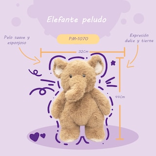 Foto 2 | Foto 2 | Peluche de Elefante Peludo y Tierno de 44cm de Alto