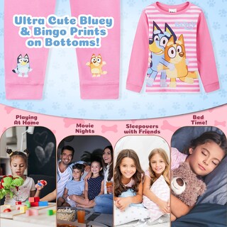 Foto 3 | Foto 3 | Pijama Bluey Para Niñas De 4 A 5 Años, Manga Larga, Rosa, Parte Superior E Inferior - Venta Internacional.