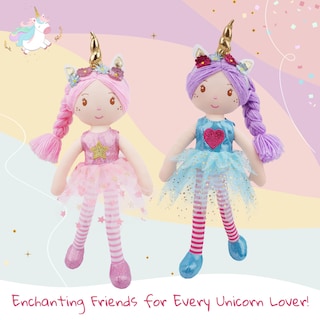 Foto 4 | Foto 4 | Muñeca De Trapo De Peluche June Garden Unicorn Myra De 16 Pulgadas Con Vestido Azul - Venta Internacional.