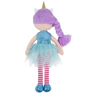 Foto 5 | Foto 5 | Muñeca De Trapo De Peluche June Garden Unicorn Myra De 16 Pulgadas Con Vestido Azul - Venta Internacional.