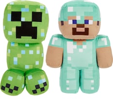 Pack De 2 Figuras De Peluche Mattel Minecraft Steve Diamond Armor - Venta Internacional.