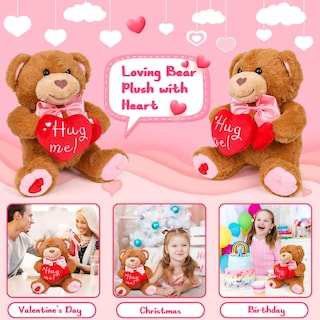 Foto 7 | Foto 7 | Oso De Peluche Para El Día De San Valentín, 25 Cm, Con Corazón Rojo - Venta Internacional.