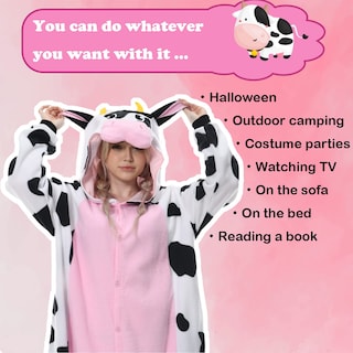 Foto 6 | Foto 6 | Disfraz De Mono Newcosplay Con Forma De Animal, Pijama De Peluche Con Forma De Vaca Rosa Para Adulto - Venta Internacional.
