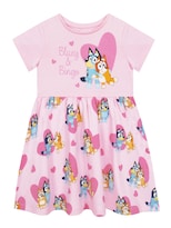 Vestido Bluey Bingo Glitter Para Niñas, Algodón, Color Rosa Veraniego, 2t - Venta Internacional.