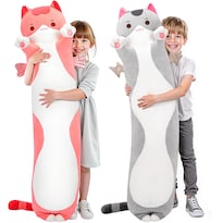 Almohada Corporal De Felpa Con Forma De Gato Mewaii Long Cat De 50 Cm A 135 Cm, Rosa - Venta Internacional.