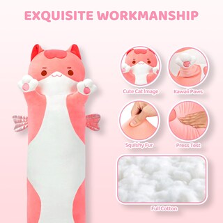 Foto 3 | Foto 3 | Almohada Corporal De Felpa Con Forma De Gato Mewaii Long Cat De 50 Cm A 135 Cm, Rosa - Venta Internacional.