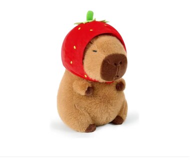 Foto 1 | Foto 1 | Peluche Xtellar Adorables Capibara Con Gorras De Tiburón/fresa 35cm