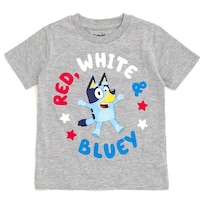 Camiseta Bluey Del 4 De Julio Para Niño Y Niña Gris De 4 Años - Venta Internacional.