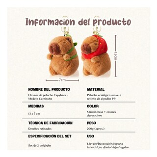 Foto 2 | Foto 2 | Llavero Capibara Peluche Lab.g Café Rojo Y Verde