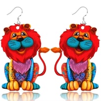 Pendientes Huoguo Acrílico Colorido Lindo León Para Mujer - Venta Internacional.
