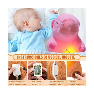 Foto 2 | Foto 2 | Peluche Capibara Belug Ansiedad Dormir Música Rosa