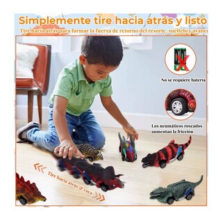 Foto 4 | Foto 4 | Carritos de Tracción de Dinosaurio Belug Multicolor 6 Piezas