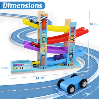 Foto 7 | Foto 7 | Venta Internacional - Pista De Carreras Montessori Toys Heirio Car Ramp Con 4 Coches De 2 A 3 Años