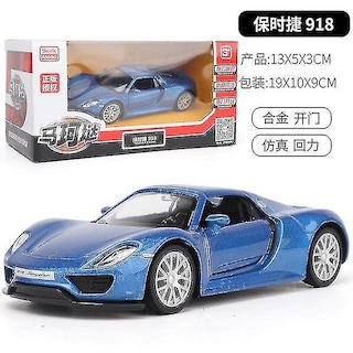 Foto 1 | Foto 1 | Venta Internacional - Coche Fundido A Presión Porsche 918 A Escala 1:36 De Metal Con Cierre Retráctil Azul