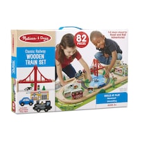 Set de Tren Melissa & Doug Classic Railway de Madera 82 Piezas - Venta Internacional