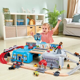 Foto 3 | Foto 3 | Set De Tren De Juguete De Madera Hape Super Cityscape Con City Scenes 3+ - Venta Internacional.