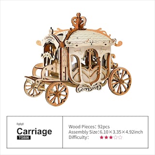 Foto 2 | Foto 2 | Kit De Rompecabezas Y Manualidades Con Carruaje De Madera Huoguo Diy, 92 Piezas, Para Mayores De 14 - Venta Internacional.