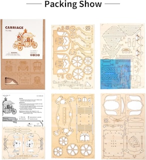 Foto 4 | Foto 4 | Kit De Rompecabezas Y Manualidades Con Carruaje De Madera Huoguo Diy, 92 Piezas, Para Mayores De 14 - Venta Internacional.