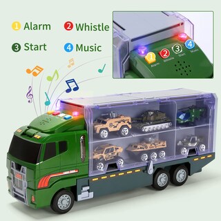 Foto 5 | Foto 5 | Set De Camiones De Juguete Cute Stone 28 En 1 Con Sonido Y Luz Con 16 Hombres Del Ejército - Venta Internacional.