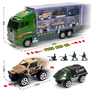 Foto 6 | Foto 6 | Set De Camiones De Juguete Cute Stone 28 En 1 Con Sonido Y Luz Con 16 Hombres Del Ejército - Venta Internacional.