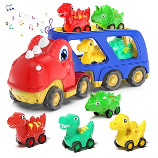 Foto 1 | Foto 1 | Camión De Transporte De Coches De Juguete Veslier Dinosaur Con 4 Coches Retráctiles - Venta Internacional.
