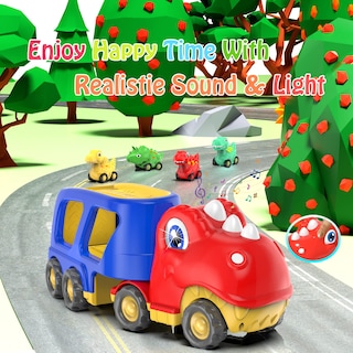Foto 3 | Foto 3 | Camión De Transporte De Coches De Juguete Veslier Dinosaur Con 4 Coches Retráctiles - Venta Internacional.