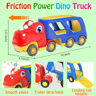 Foto 4 | Foto 4 | Camión De Transporte De Coches De Juguete Veslier Dinosaur Con 4 Coches Retráctiles - Venta Internacional.
