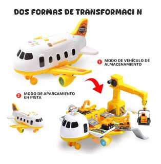 Foto 2 | Foto 2 | Grua De Juguete Avión Transformer 3 En 1 Con Luz Y Música Blanco Amarillo