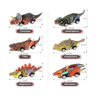 Foto 2 | Foto 2 | Carritos De Dinosaurio Lab.g Multicolor 6 Piezas