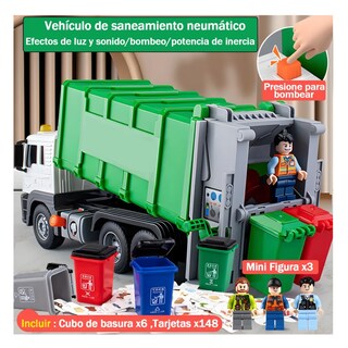 Foto 2 | Foto 2 | Camión De Basura Juguetes Lab.g Verde Blanco 158 Pz