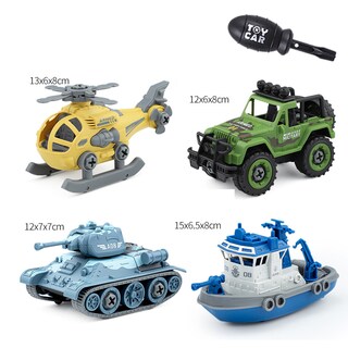 Foto 1 | Foto 1 | Set De Vehículos Militares Plegables Para Niños - Juguetes Diy De Ejército Con Helicóptero, Jeep, Tanque Y Barco, Regalo Ideal D
