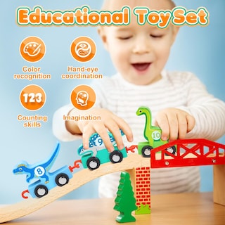 Foto 2 | Foto 2 | Venta Internacional - Set De Tren De Madera Con Forma De Dinosaurio Ipourup, Educativo, De 2 A 6 Años