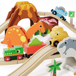 Foto 7 | Foto 7 | Set De Tren De Madera Lehoo Castle Dinosaur Con Rieles Para Niños Pequeños - Venta Internacional.