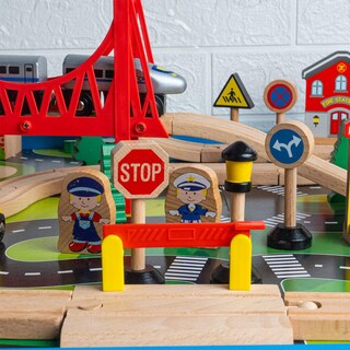 Foto 5 | Foto 5 | Set De Mesa De Tren Funpeny, De Madera, Vía De Tren, Ciudad, Para Niños - Venta Internacional.