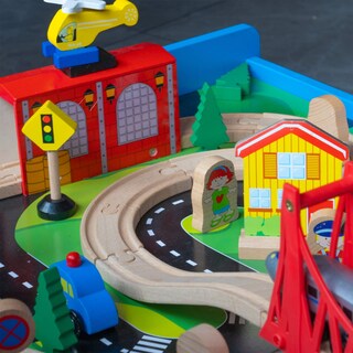 Foto 6 | Foto 6 | Set De Mesa De Tren Funpeny, De Madera, Vía De Tren, Ciudad, Para Niños - Venta Internacional.