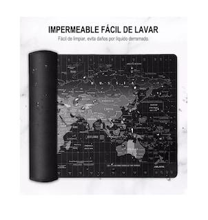 Foto 4 | Foto 4 | Mouse Pad Gamer Lab.G Mapa Mundi Negro 80x30 cm