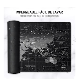 Foto 4 | Foto 4 | Alfombrilla de Ratón Wünd Negra Impermeable King World Map con Base de Goma Antideslizante