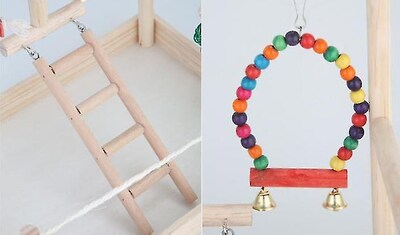 Foto 5 | Foto 5 | Escalera De Madera Para Pájaros Huoguo Parrot, Columpio Y Escalada - Venta Internacional.