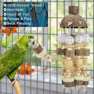 Foto 5 | Foto 5 | Juguete Para Pájaros Huoguo, Pájaro Y Loro, Bloques De Madera Natural - Venta Internacional.