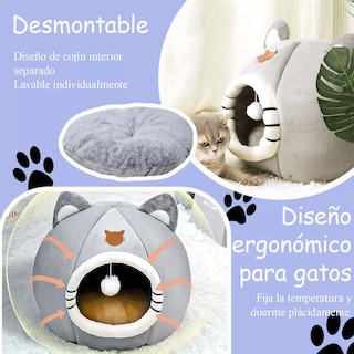 Foto 4 | Foto 4 | Cama 2 En 1 Para Gato Con Cojín Eo Safe Imports Esi-15101 Gris