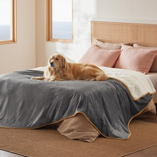 Foto 4 | Foto 4 | Manta Impermeable Para Cama, Forro Polar Sherpa, Color Gris, 90 X 220 Cm - Venta Internacional.