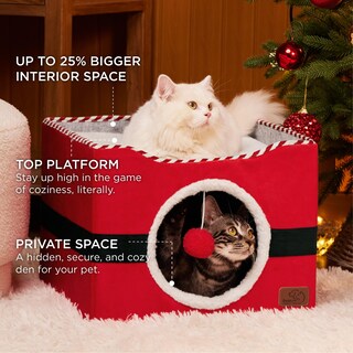 Foto 2 | Foto 2 | Cama Para Gatos Bedsure Para Gatos De Interior Con Bola Esponjosa Roja - Venta Internacional.