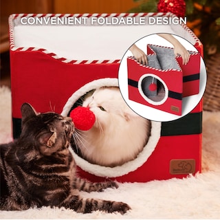 Foto 4 | Foto 4 | Cama Para Gatos Bedsure Para Gatos De Interior Con Bola Esponjosa Roja - Venta Internacional.