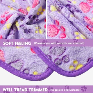 Foto 2 | Foto 2 | Manta Polar Con Estampado De Patas Y Tatuajes Para Mascotas, Cachorros Y Gatos, Color Morado - Venta Internacional.